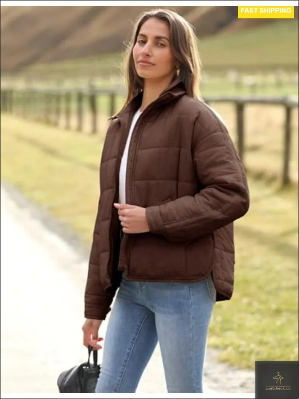 Womens Quilted Lightweight Puffer Jacket Zip Up Short Winter Coat